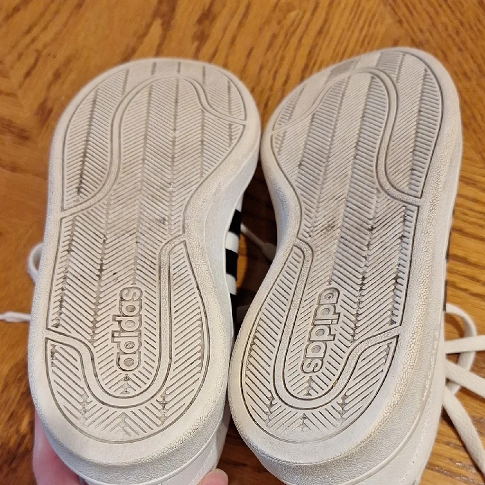 Adidas White and Black Striped Cloudfoam Sneakers